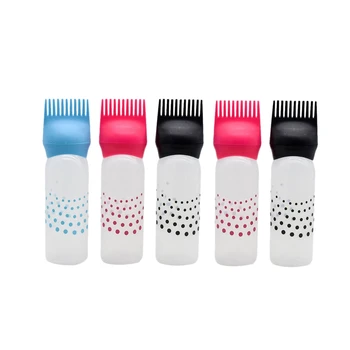 

5PCS Random Color Hair Dye Refillable Bottle Applicator Comb Dispensing Salon Hair Coloring Hairdressing Styling Tool Hair Dye B