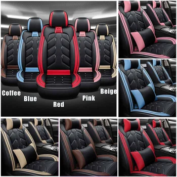

2020 Four Season Universal PU Leather Car Seat Cover Luxury Exquisite Auto Seat Protector Cushion Full Set with Pillows