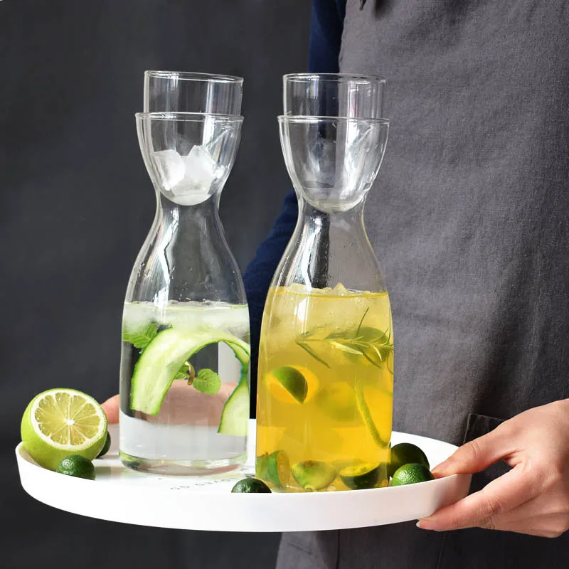 Nordic Style New Transparent Glass Pot Cup Creative Glass Flower Tea One Drink Simple Juice Cup Heat-Resistant Cold Water Jug