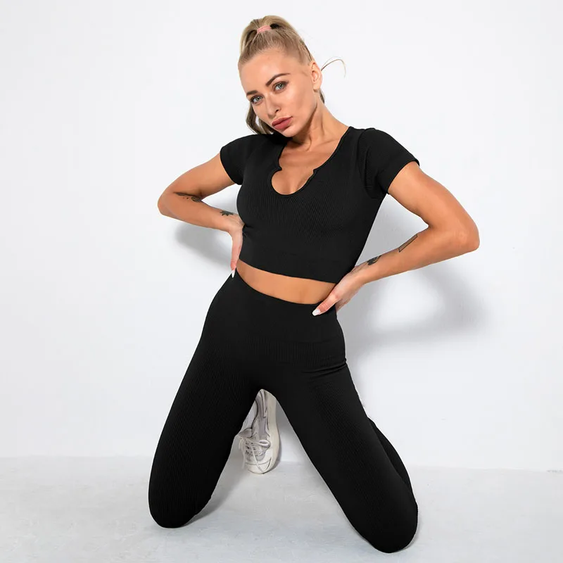 2/4/6PCS Seamless Women Yoga Set Workout Sportswear Fitness Bra Sport Pants Gym Clothing High Waist Leggings Shorts Sports Suits