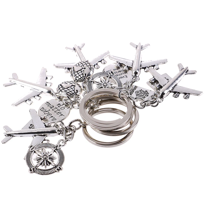 1pc Airplane Keychains Earth Airplane Pendant Keychain No Matter Where Pendant Travel Keyring Handmade Jewelry Gift Dropshipping