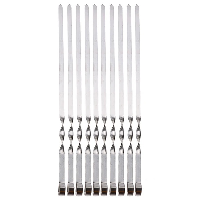 10Db 50 Cm -Es Rozsdamentes Acél 420 Hosszú Bbq Grill Kebab Étel Hús Nyárs Kültéri Szerszámok