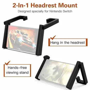 

Holder For Nintend Switch Console in Car Mount Stand No Magnetic 2 in 1 Car Headrest Bracket NS Adjustable Desktop Hold