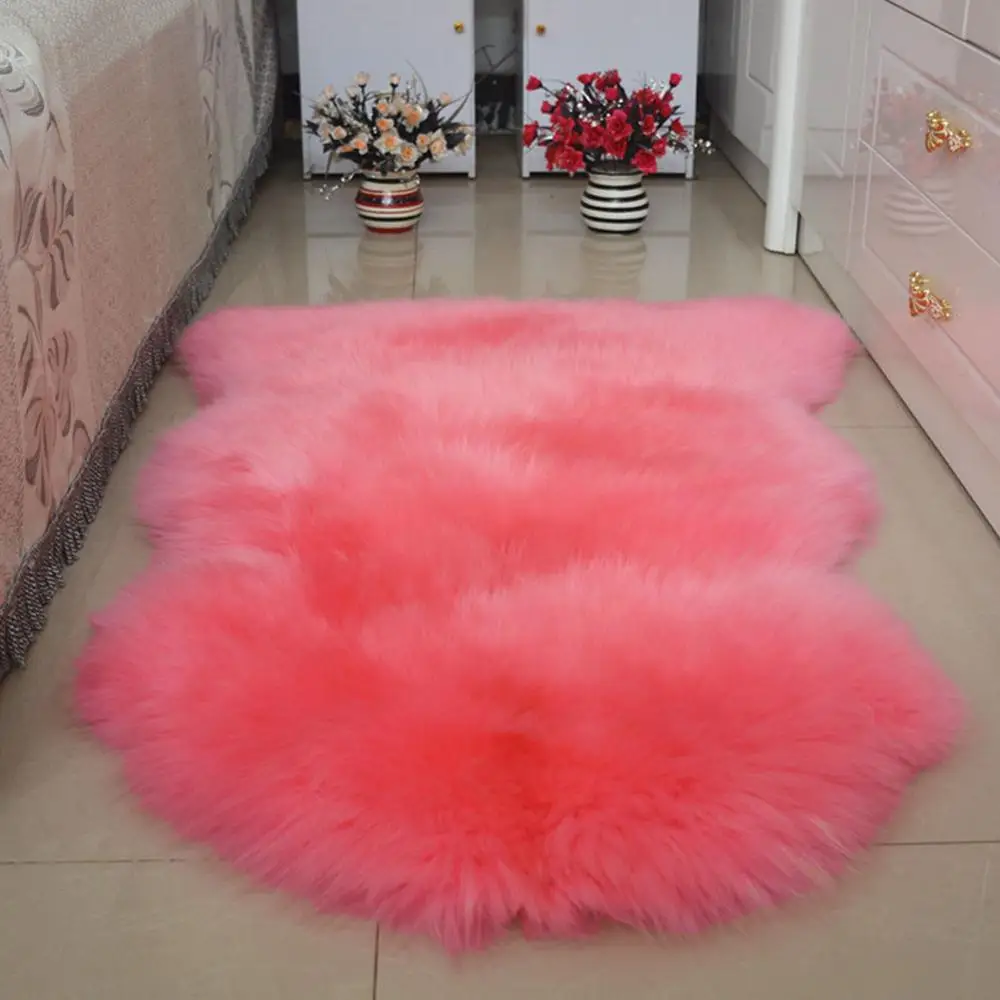 Чистая шерсть большой люкс вся Австралийская овчина плюшевая подушка для сиденья накладка ковер в автомобиль диван коврик спальня гостиная - Название цвета: Pink Wool Cushion