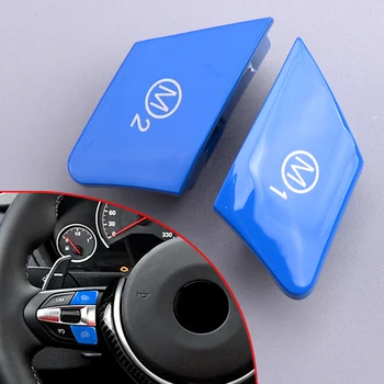 

2pcs/set Steering Wheel M1 M2 Mode Button Switch Cover Cap Trim Plastic Blue Car fit for BMW F30 F34 F15 F16 M-Sports