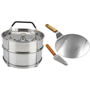 

Stackable Stainless Steel Pot- Steam Grid Pressure Cooker Steamer with Pizza Lifter,Stainless Pizza Peel Cake Pie Lifter