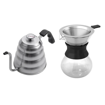 

2 Pcs Premium Pour over Coffee Kettle with for Precise Temperature 40Floz - Gooseneck Tea Kettle - 5 Cup Stainless Steel Teapot