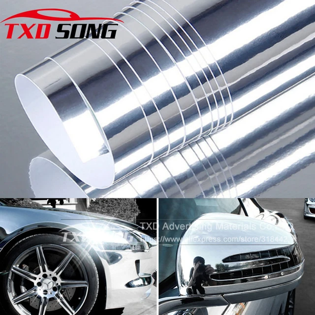 Glossy Silver Chrome Mirror Vinyl Roll or Sheets Permanent