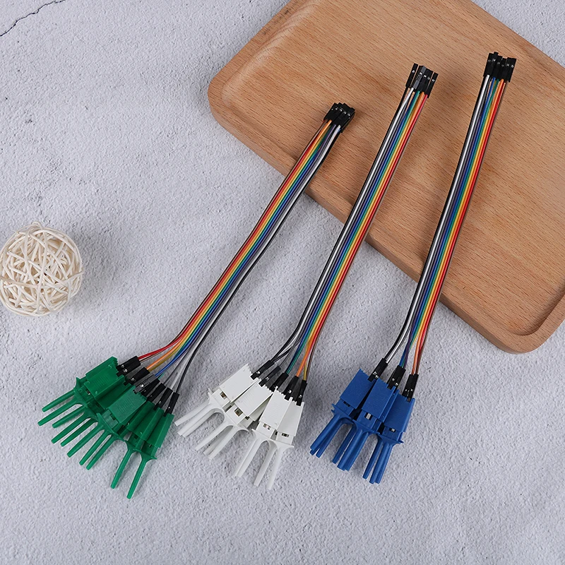 10pcs 20cm High Efficiency Test Hook Clip Logic Analyzer Cable Gripper Probe Test Clamp Kit Yellow/Black/Green 10 pin