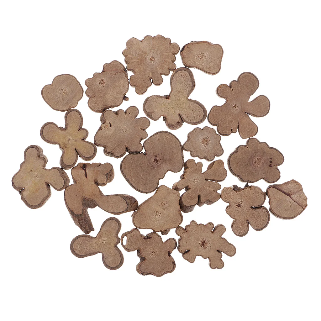 20pcs Irregular Shapes Wood Log Slices Discs Decorative Rustic Wedding Table