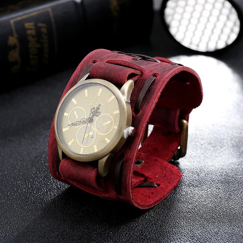 genuíno tecido relógio masculino largo wrap pulseira