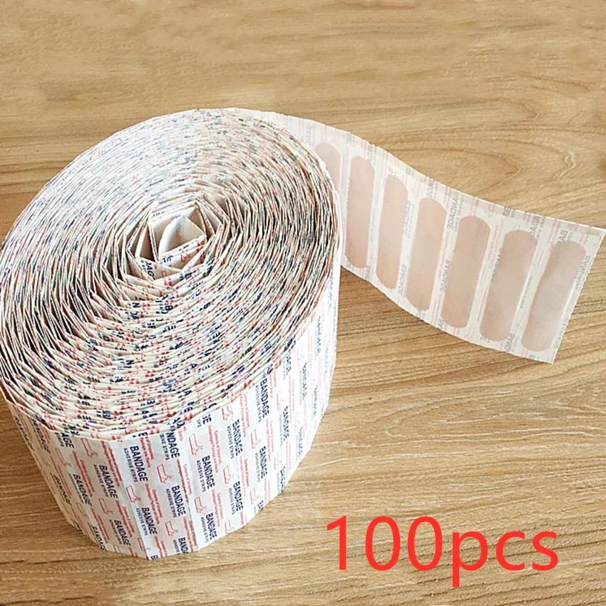 Vendaje de primeros auxilios para heridas, adhesivo de yeso para hemostasia, resistente al agua, cojín transpirable, Kits de primeros auxilios, 100 Uds.