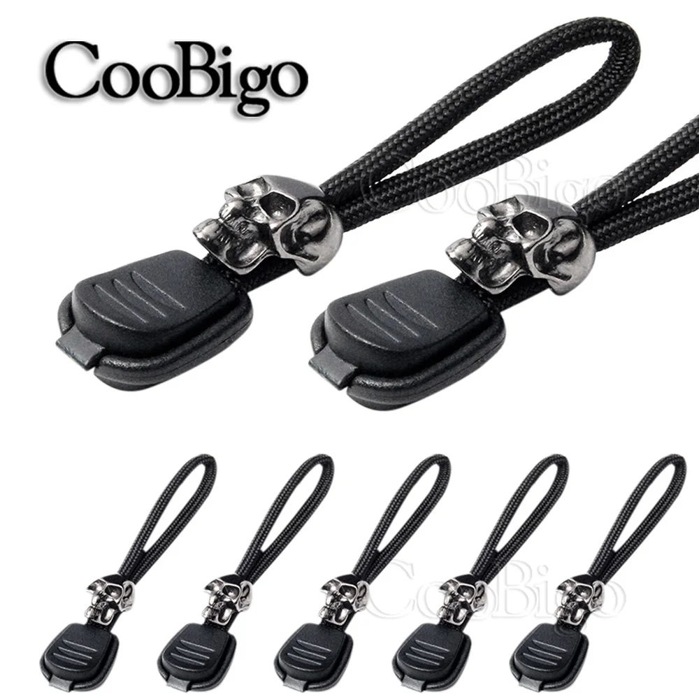 5pcs Metal Skull Bead Knife Charm Zipper Pull Outdoor Bag Backpack Paracord Garment Lanyard DIY Accessories