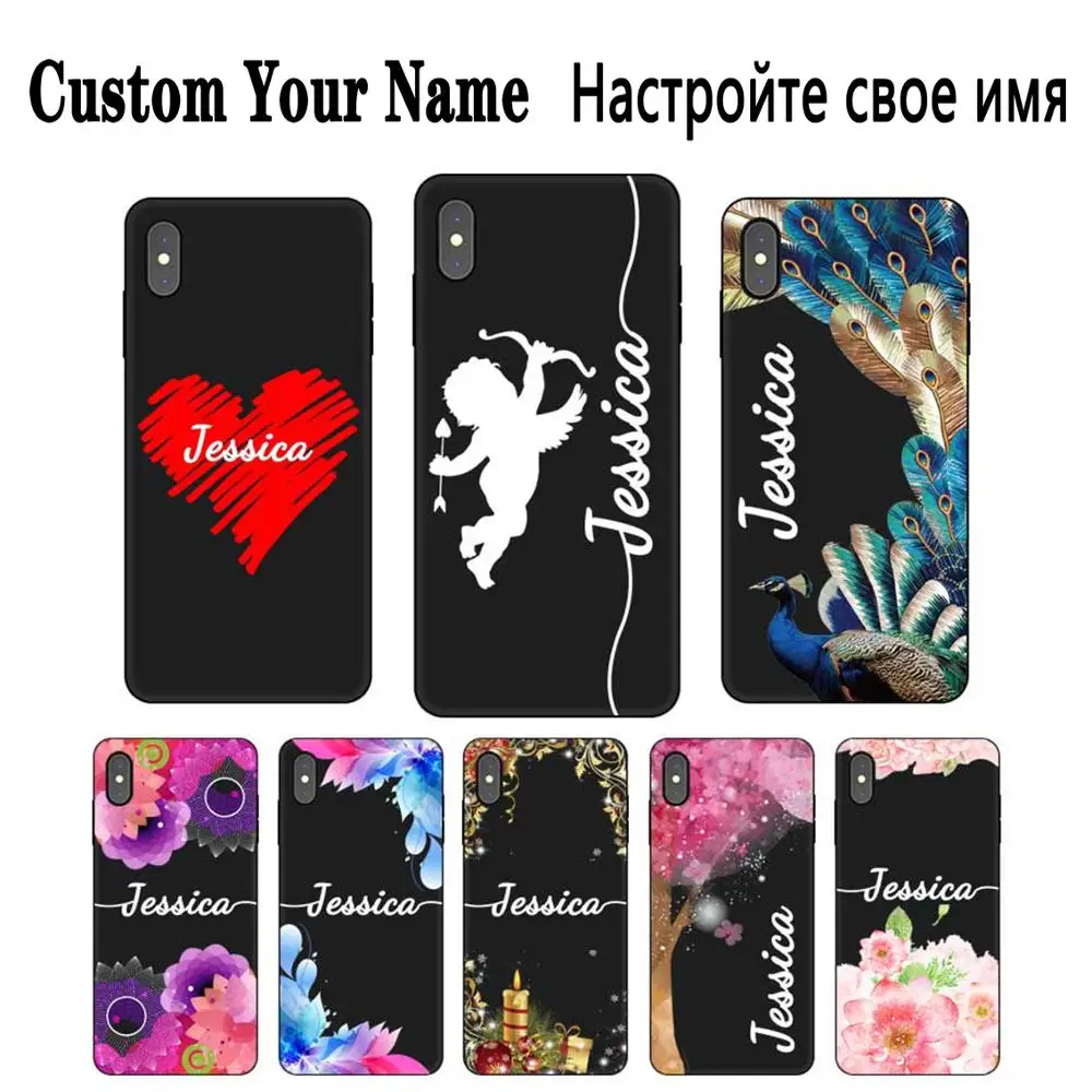 Модный подарок на заказ DIY Имя текст Черный Мягкий ТПУ силиконовый чехол для
