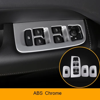 

Auto Door and Window Glass Lifting Switch Cover Trim Sticker ABS Chrome for Volvo XC60 2018 2019 Accessories Chromium Styling