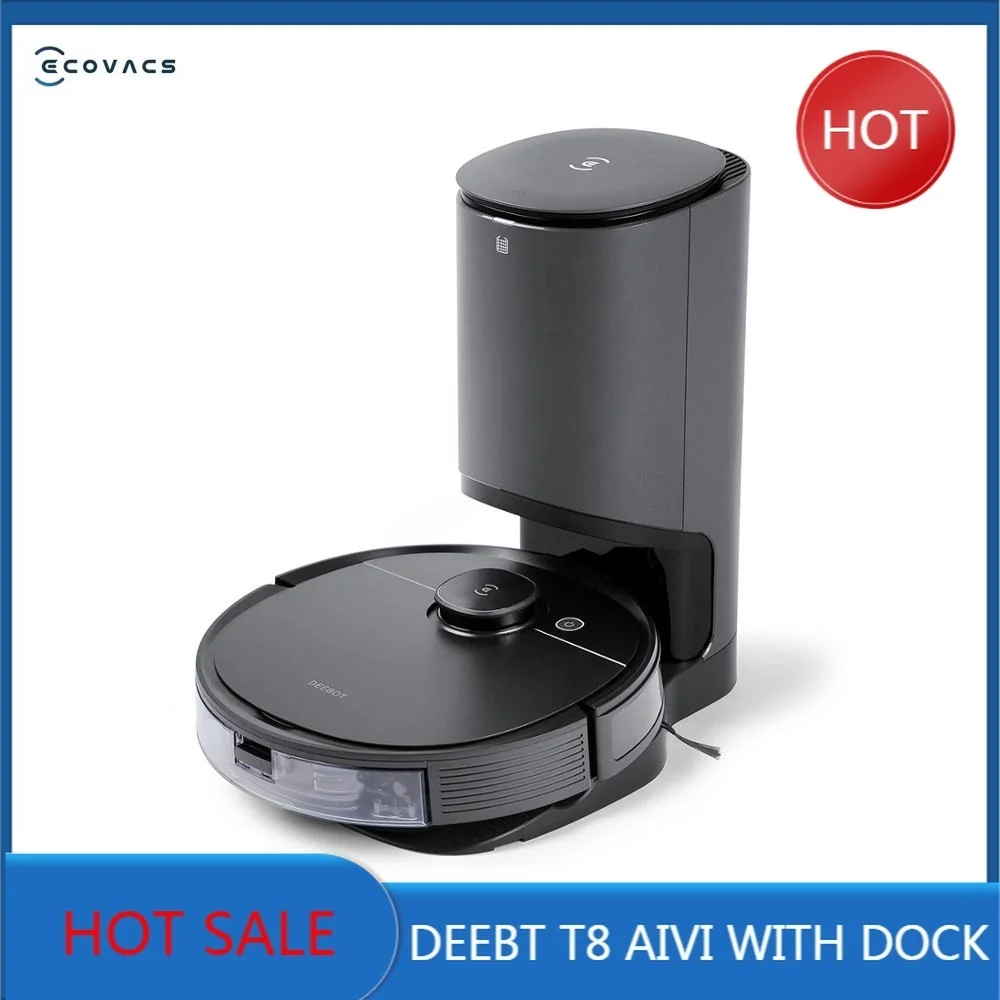 Робот-пылесос ECOVACS DEEBOT OZMO T8AIVI с док-станцией для уборки дома, дистанционное управление через приложение, говорящий на английском языке, 2020