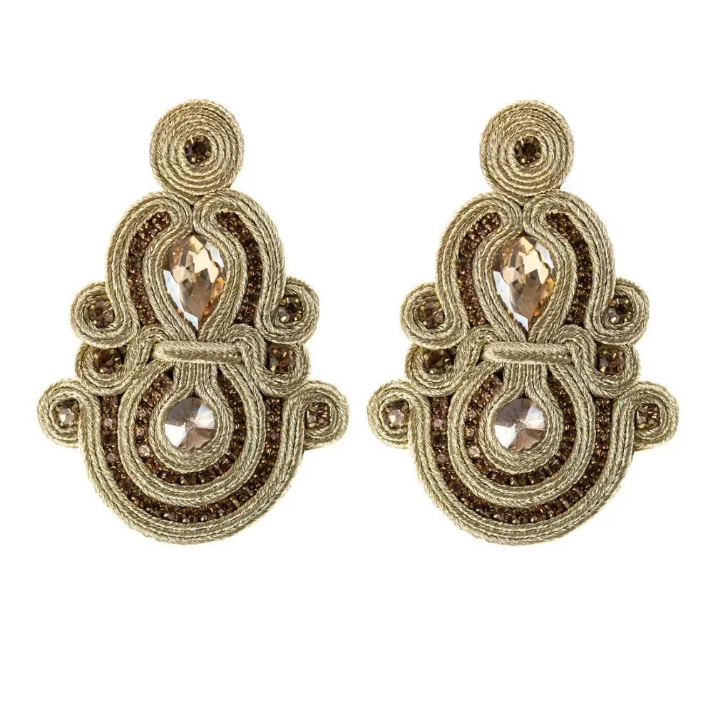 Kpacocasier-Boucles d'oreilles ethniques bohèmes pour femmes, longues, exagérées, bijoux de mode, soutache colorée, pendentif fait main, cadeau