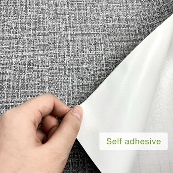 

Sliver Gray GrassCloth Wall Stickers for Table Renovation Waterproof Self Adhesive Cabinets Furniture Sticker Dormitory Bedroom