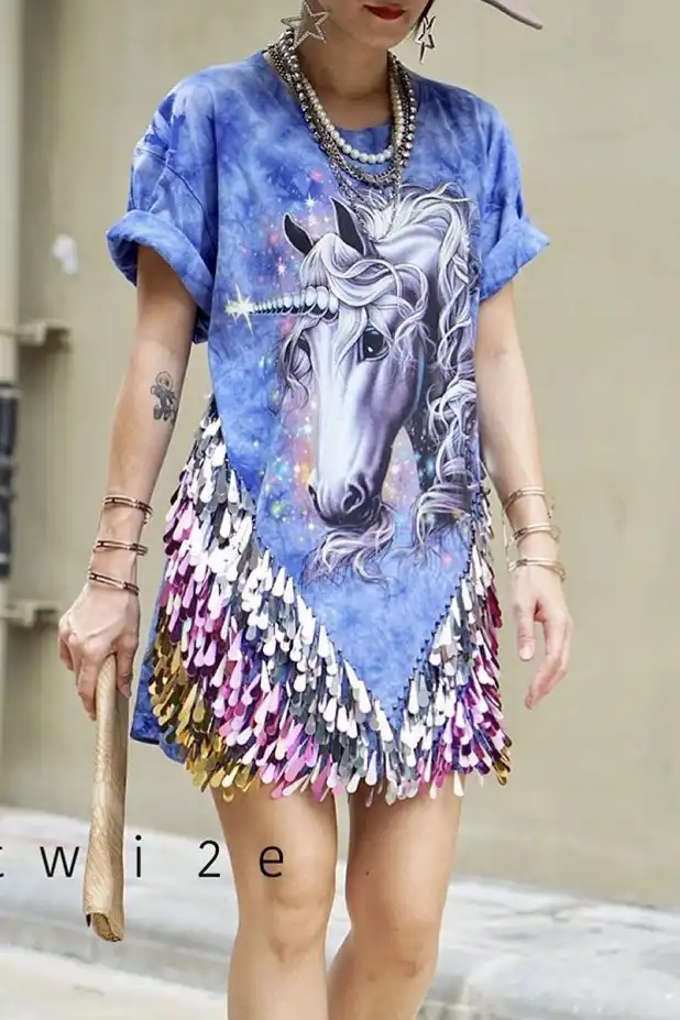 plus size blue sequin top