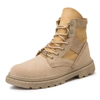 

2020 Unisex High Tops Men's Military Motorcycle ankle boot Autumn Western Sneaker Men Chukka Tactical Male Safety work Shoes