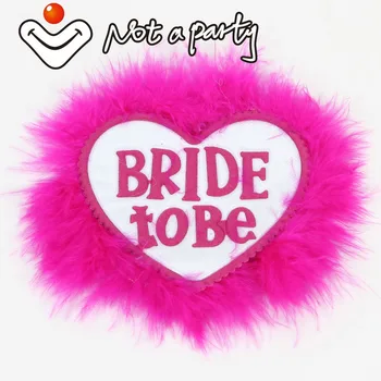 

12pcs of Heart hot pink feather button bride to be design brooch Wedding event bachelorette girls hens party supplies marriage
