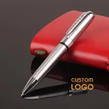 Персонализированная подарочная ручка с логотипом, металлические шариковые ручки, гравировка логотипа, название компании, школьные офисные принадлежности, 1,0 мм, черные канцелярские принадлежности