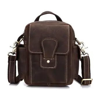 

Men Vintage Crazy horse Genuine leather handBag busines messenger bag shoulder handBags bag