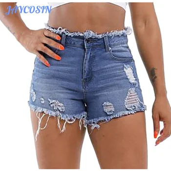

JAYCOSIN Women Shorts Fashion Bottom High Waist Denim Shorts Pocket Sexy Ripped Hole Denim Shorts Summer Clothes For Women F30