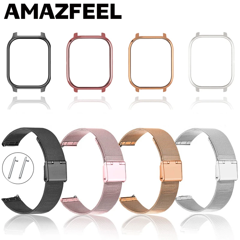 Metal Strap For Xiaomi Amazfit GTS Smart Watch Case Bracelet Bip Lite S 2 Wrist Protector Film | Электроника
