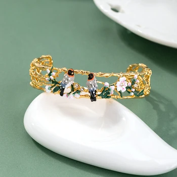 

Bracelets & Bangles Bracelet Sakura Bird Ins Open Fashionable And Adjustable Wide Version Personality, Elegant New Decoration