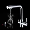 Robinet de cuisine Chrome double bec filtre à eau potable en laiton purificateur navire évier mélangeur robinet eau chaude et froide Torneira ► Photo 3/6