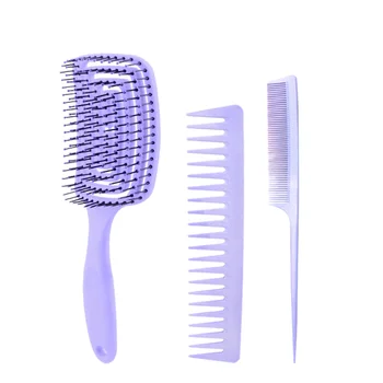

3Pc/Set Detangle Brush Anti-Static Comb Massage Small Curved Style Hair Brushes Wet/Dry Dual-Use Styling Tools