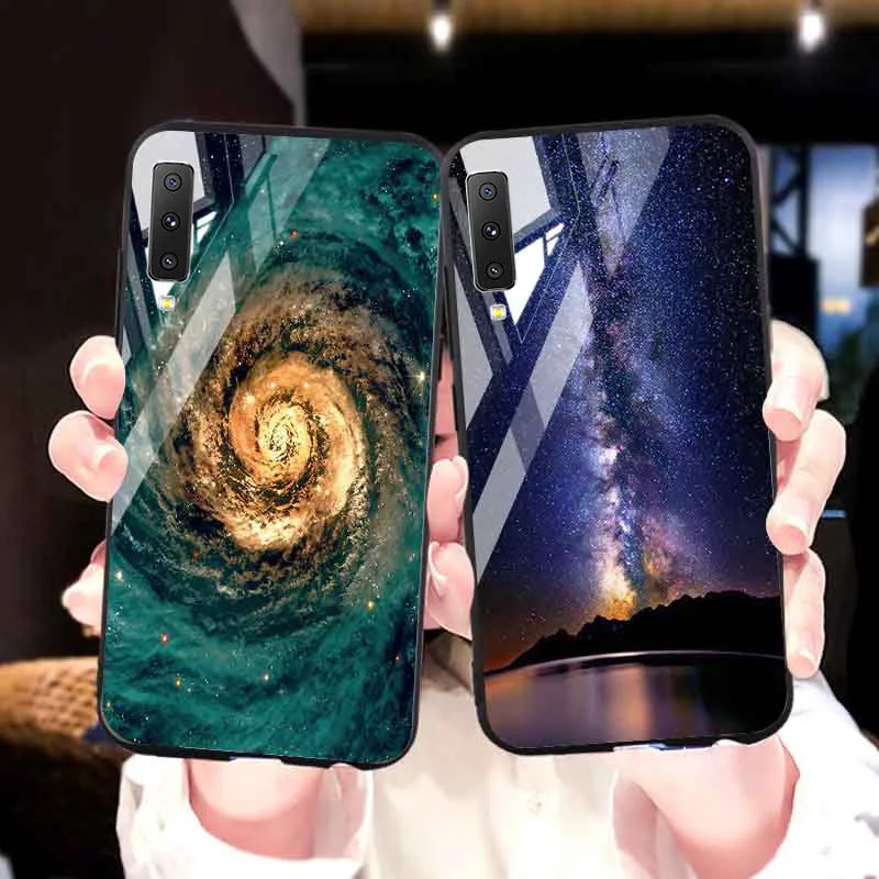 

Phone Case For Samsung Galaxy A7 2018 Cases Tempered Glass Bumper Samsung A6 A8 J4 J6 Plus J7 2017 J7 Pro J2 Prime Core Covers