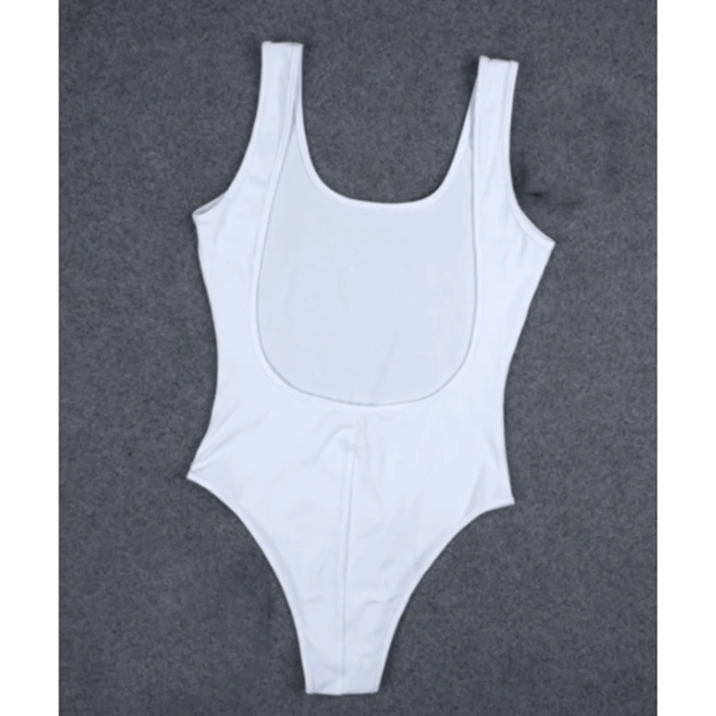 Сексуальный женский купальник для бассейна эластичный купальник без рукавов с открытой спиной сзади глубокий u-образный топы, комбинезон - Цвет: Белый