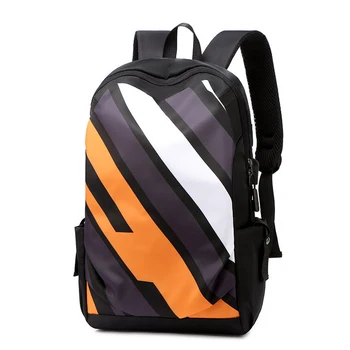 

Men Backpack School Bags Boys Teen Nylon Fashion Stripe Panelled Trend Leisure USB Bagpack College Back Pack Youth Backbag 2020