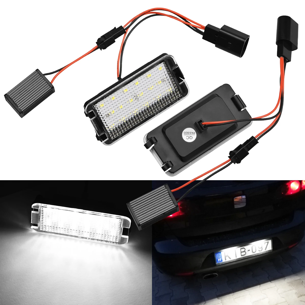 2pcs Canbus Error Free Car LED Number License Plate Lights For Seat