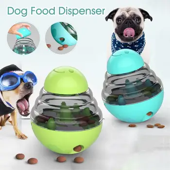 

Puppy Slow Food Bowl Interactive Feeder Pet Tumbler Toys Dog Food Dispenser Funny Shaking Leakage Food Container