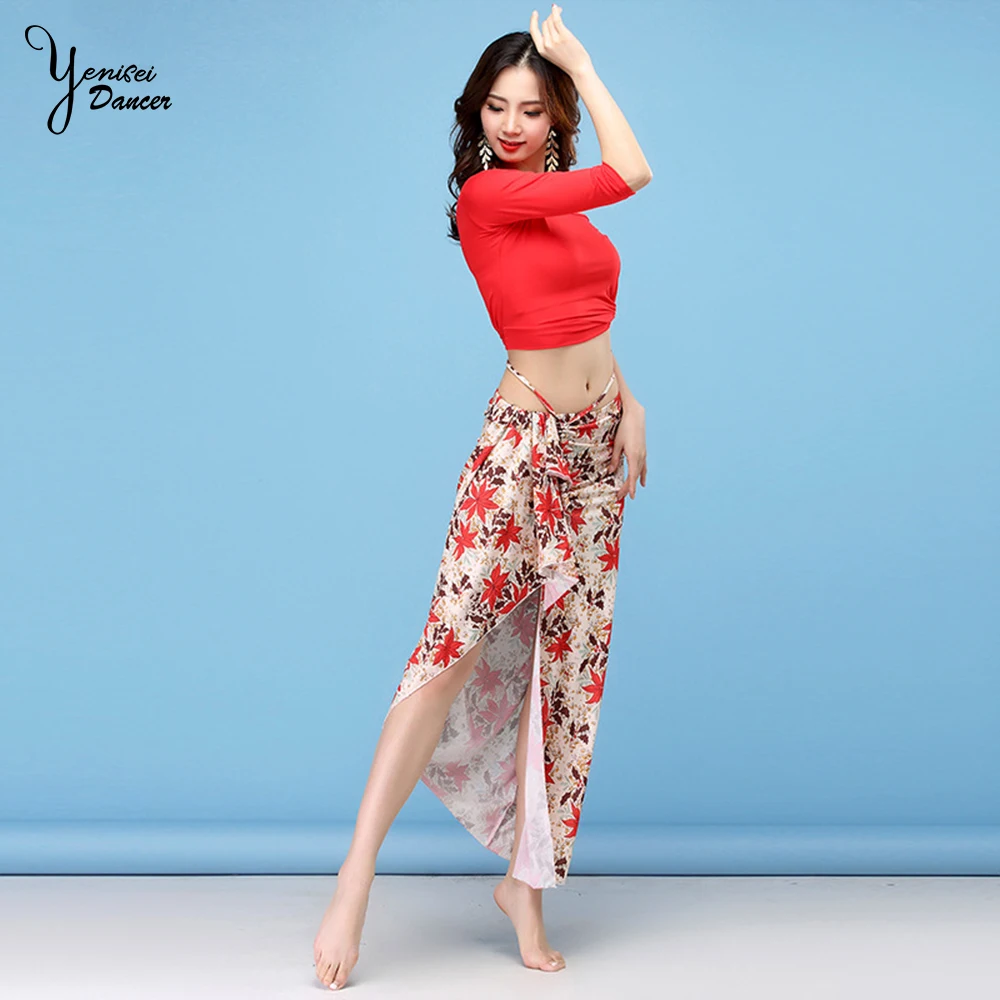 

Womens Belly Dance Clothes Short Sleeve Stage Performance Clothing Red Yellow Practice Clothes Suit Belly Dance Pants New 2020