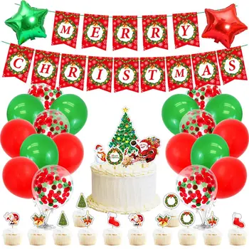 

Christmas Balloon Decorations, Latex Balloons Kit Merry Christmas Banner Party Decorations Supplies Santa Claus