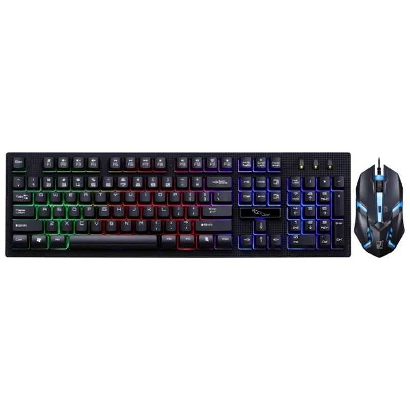 

USB Wired Gaming Keyboard Mouse Kit Colorful Backlight Keyboard Mice Combos RGB for PC Laptop Gamer Waterproof Desktop 104 Keys