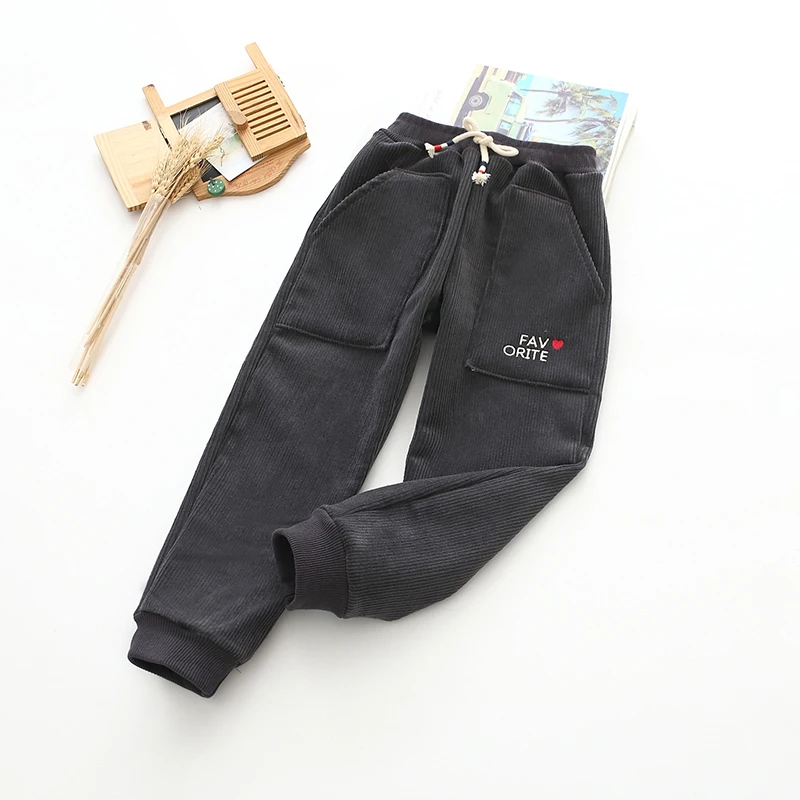 Manufacturers sell new autumn and winter zhongtong embroidery love elastic corduroy thickened trousers cotton trousers