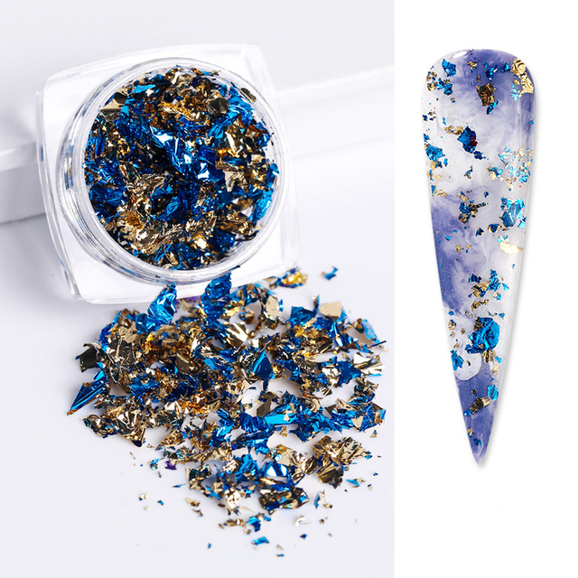 Foil Sequins For Nails Gold Silver Irregular Glitter Flakes Mirror Chrome Powder Manicuring Winter Decorations