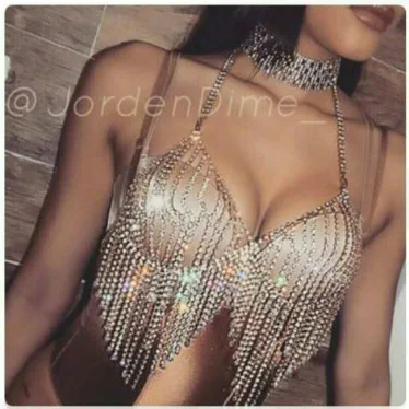 Verano playa moda strass sujetador cadena пикантные arnés бикини sujetadores borla; сезон осень cadena mujer joyería señora Cadena de diamantes de