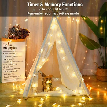 

6M/19.7ft Snowflake Christmas Lights 40 LED String Lights Xmas Lights Waterproof for Outdoor Indoor Bedroom Decorations _WK