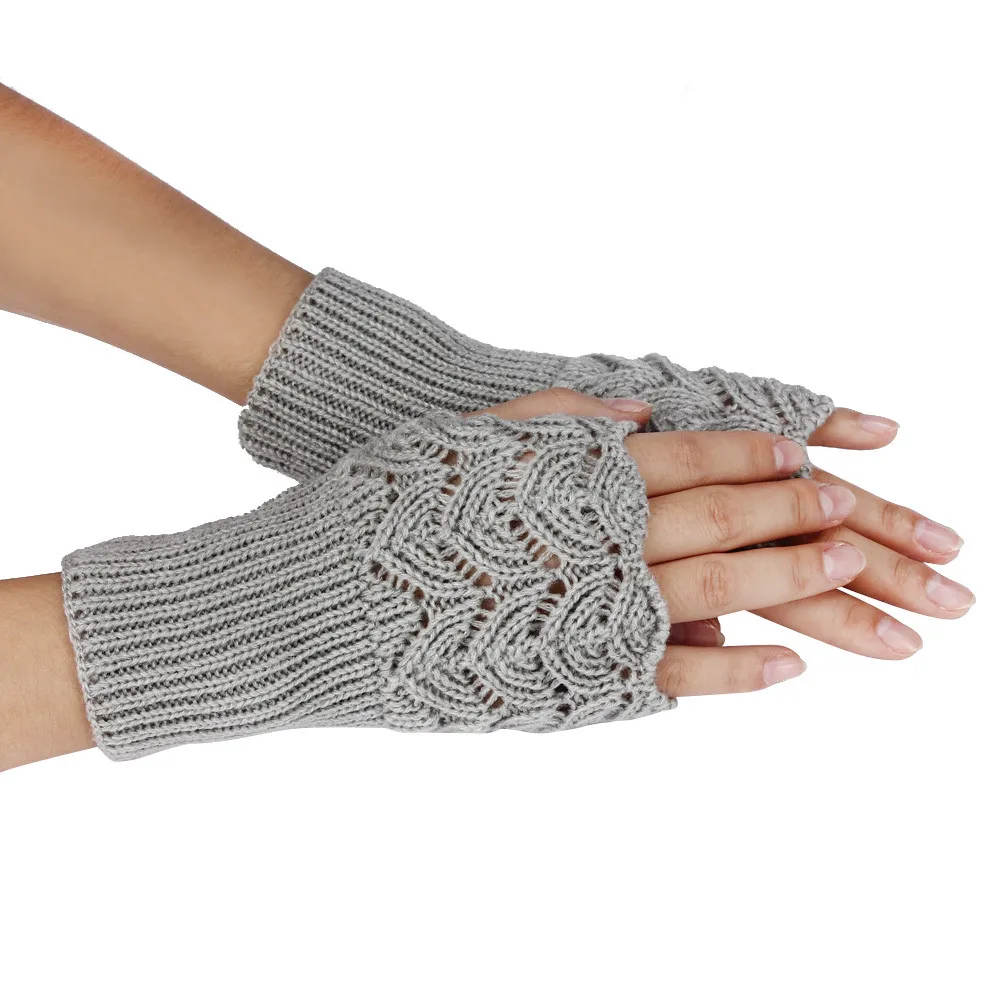 

Women's Autumn Winter Gloves Warm Fingerless Sports Touch Screen Gloves Stretch Knit Mittens Half Fingerless Gloves guantes 2019