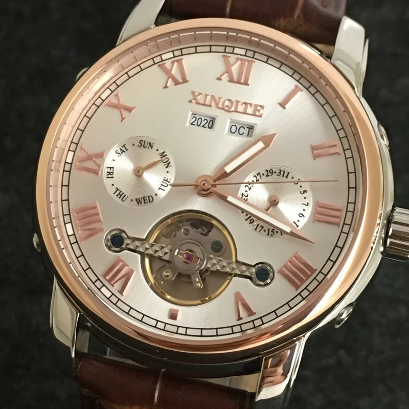 Men Mechanical Watch Top Brand Luxury Automatic Watch Leather Sports Perpetual Calendar Wristwatch relogio masculino