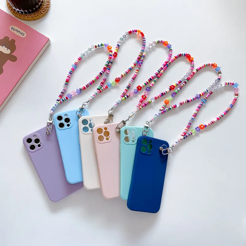 Bohemian Candy Letter Bead Wrist Strap Chain Phone Case For Samsung