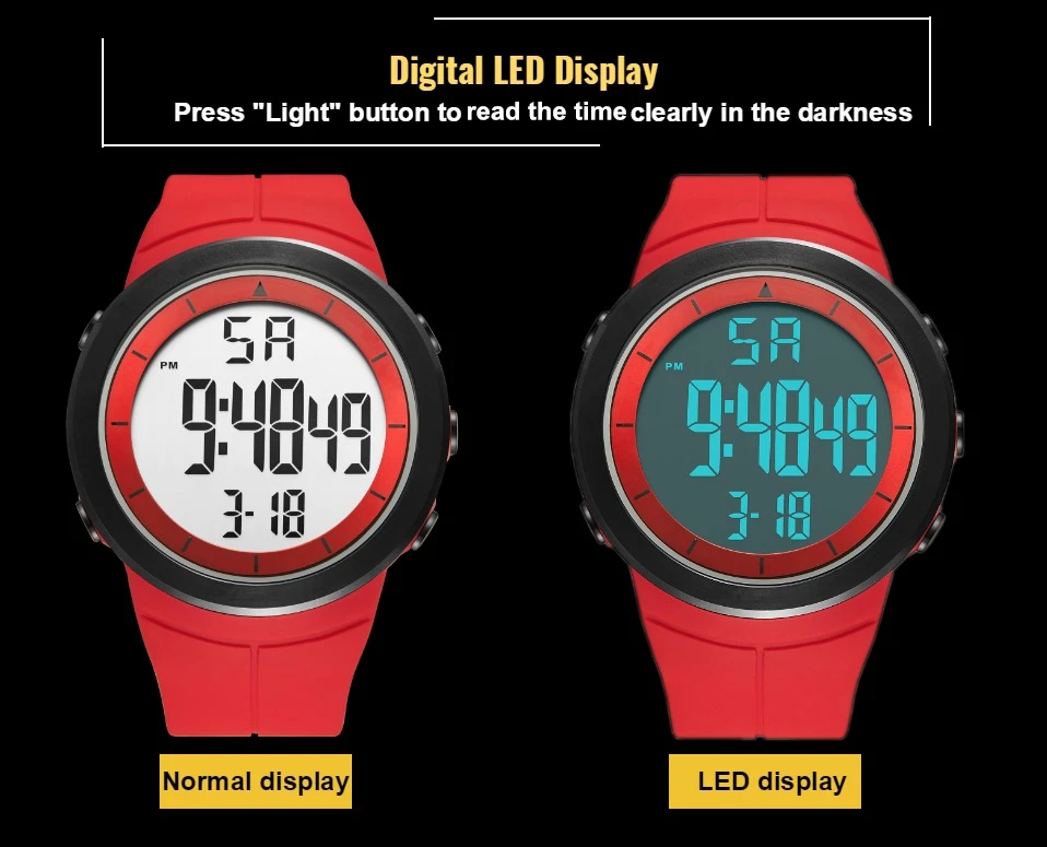 Новинка OHSEN, цифровые военные спортивные часы, мужские часы с сигнализацией, 50 м, Водонепроницаемый светодиодный светильник, красные модные наручные часы, Relogio Masculino