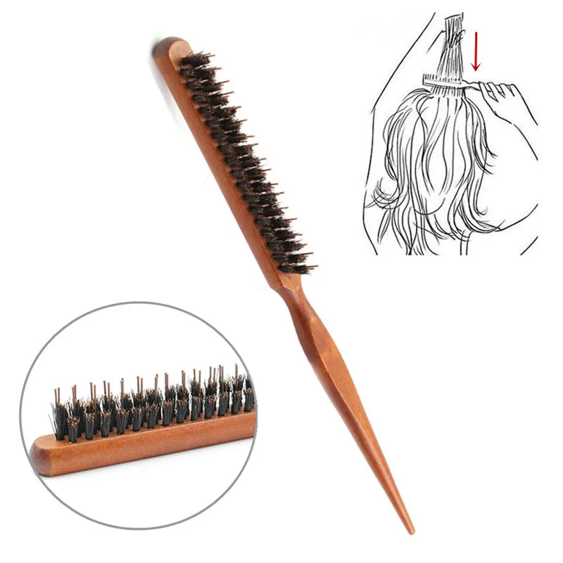 Professional Salon Teasing Back Hair Brushes Wood Slim Line Comb Hairbrush Extension Hairdressing Styling Tools DIY Kit 1 PCS