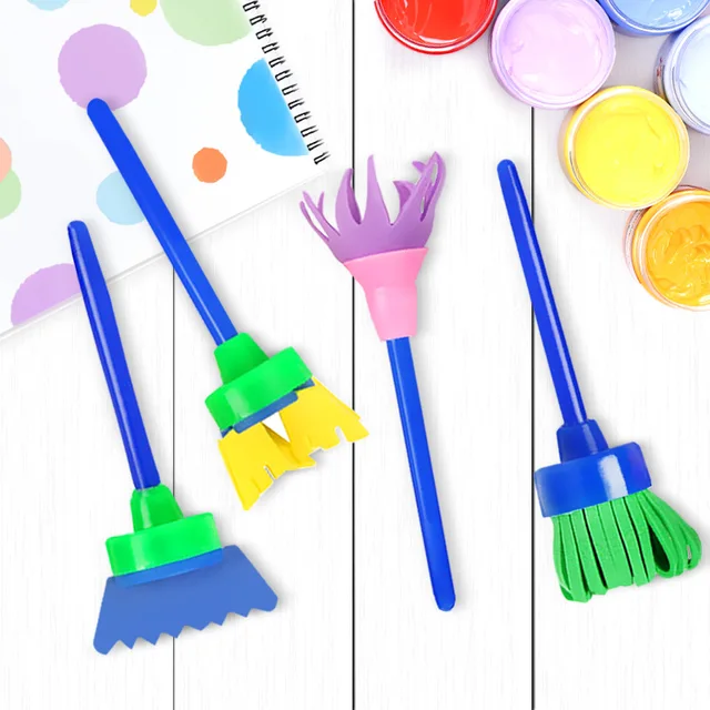 Kids Toddler Sponge Stamp Brush Kits Flower Drawing Toys for Children Paint Educational Art And Craft Creativity Boys Girls Gift 4